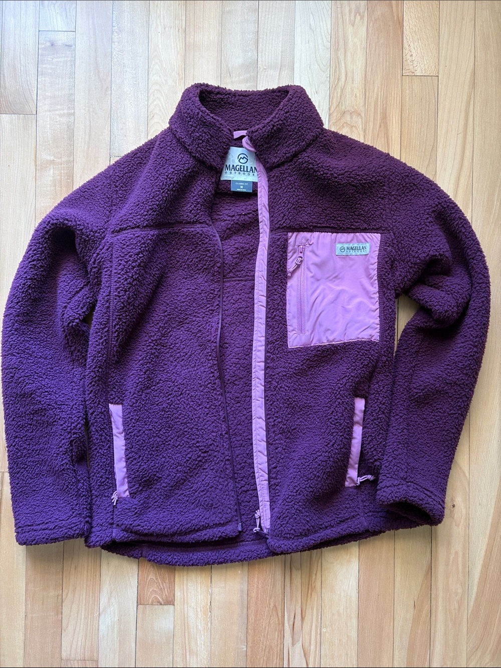 Magellan Outdoors Plum Sherpa Jacket with Light Lavender Accents